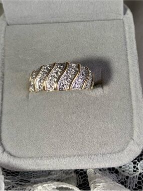 Ross-Simons Two-Tone Pavé Diamond Wave Band - Gold and Silver